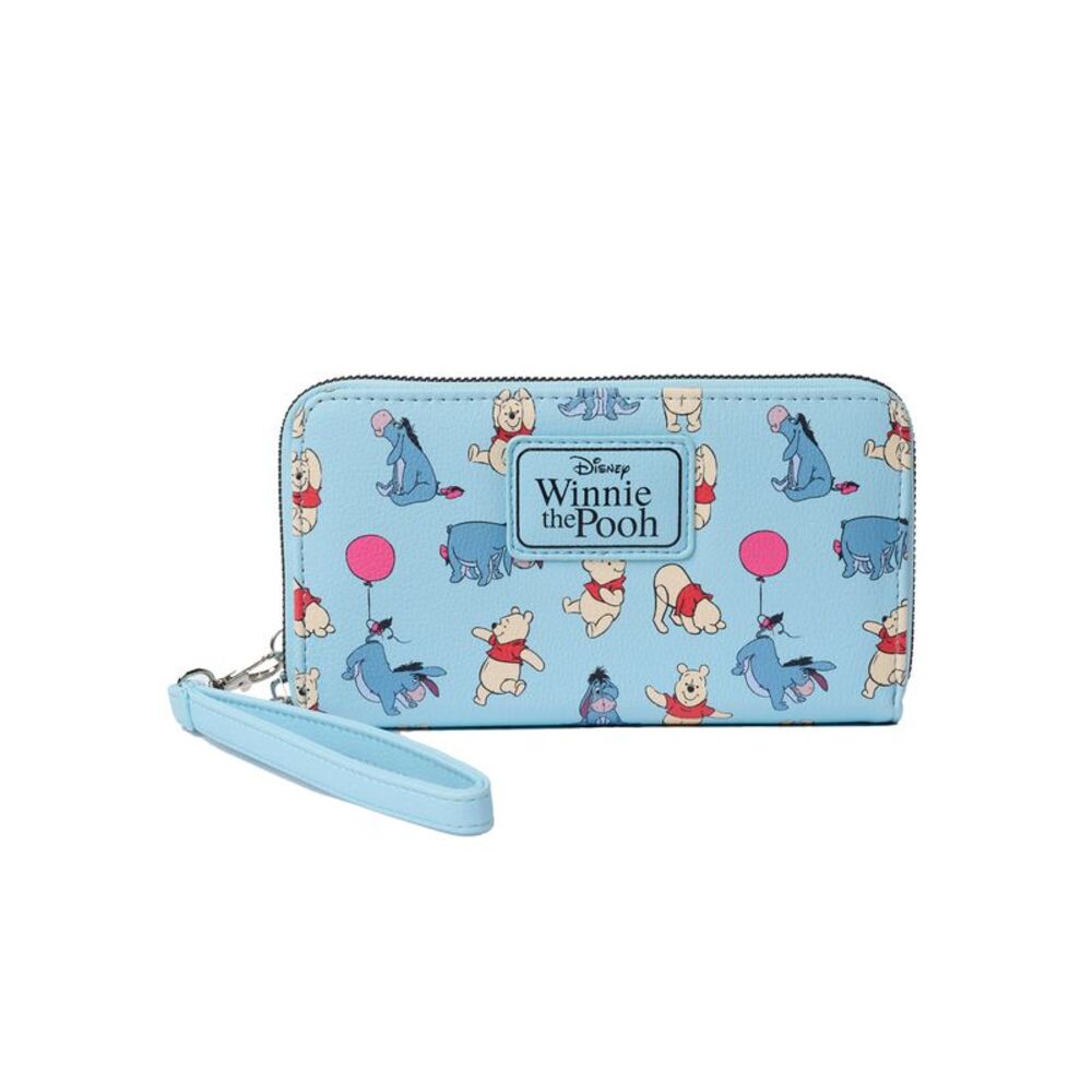 New Women's Winnie The Pooh and Eeyore Wallet Wristlet All-Over Print Zip Around
